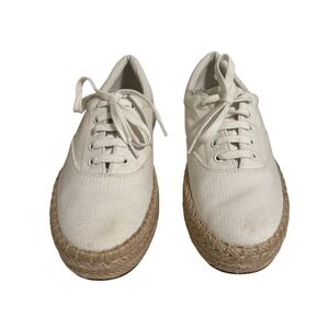 Vince Women Canvas Espadrille Sneakers White Lace Up Platform Size 9 - S6